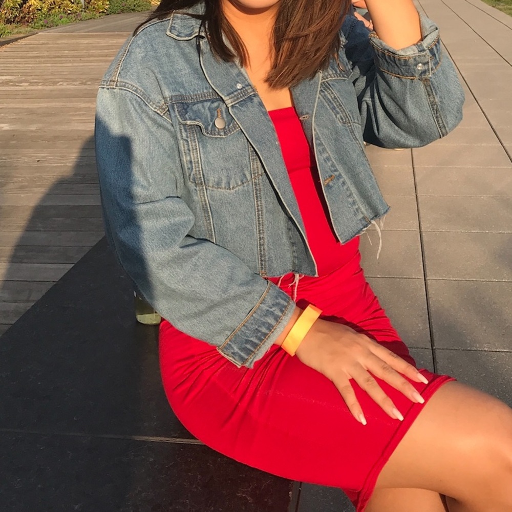 Red Bodycon Midi Jersey Dress
